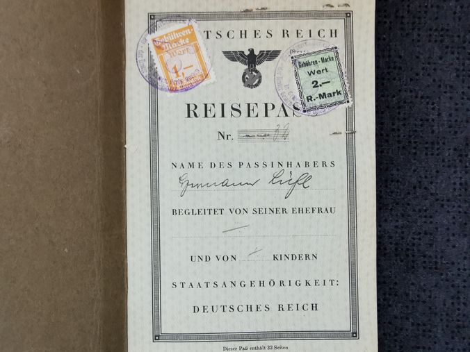 Deutsches Reich Reisepass 1938/1939