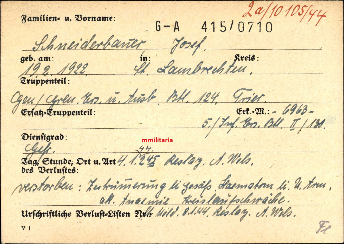 Sterbebild Brüder Andorf SS-Sturmmann PKA Cocowa Rumänien Gefreiter Wels Österreich - www.mmilitaria.com