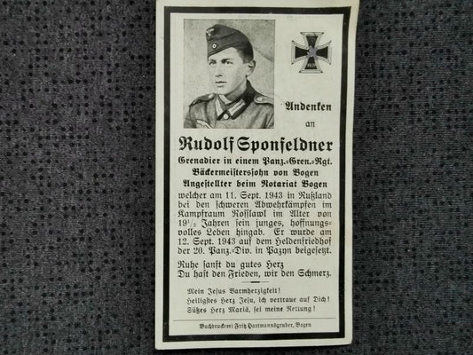 Sterbebild Grenadier Stab II. Panzer Gren. Regt. 112 Roslawl Friedhof Pazyn 20. Panzer Division Russland