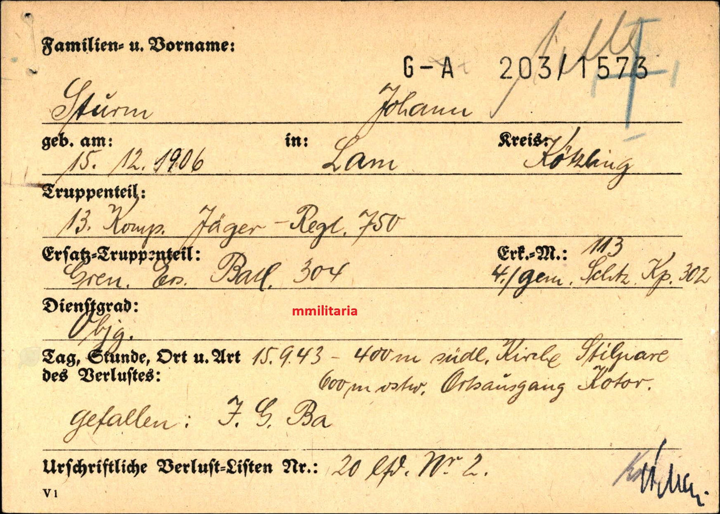 Sterbebild Oberjäger Lam 13. Komp. Jäger-Regt. 750 Kotor Cattaro Montenegro