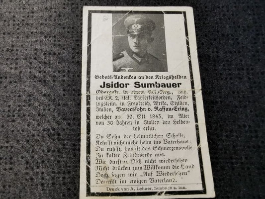 Sterbebild Obergefreiter 13. Komp. Panz. Gren. Regt. 129 Italienischer Tapferkeitsorden Cassino Italien - www.mmilitaria.com