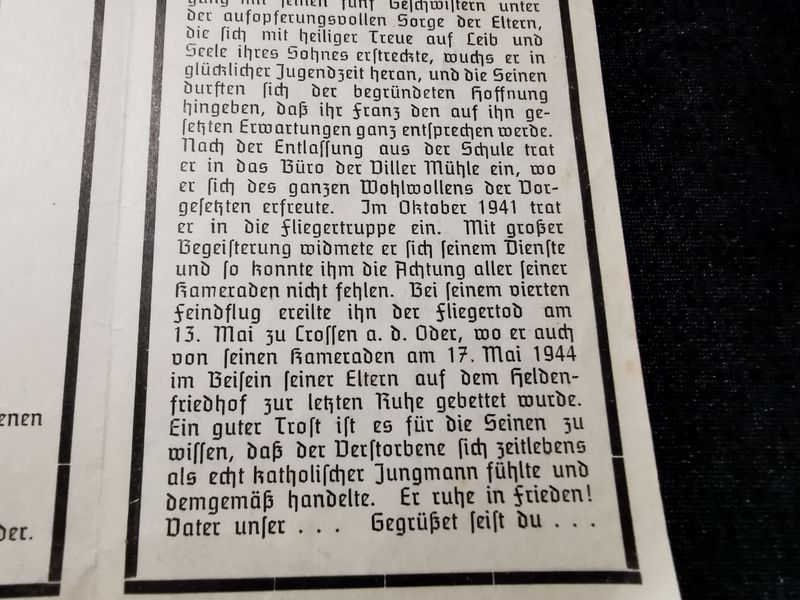 Sterbebild Unteroffizier Kleve 6. Staffel Zerstörergeschwader 26 "Horst Wessel" 6/ZG-26 Crossen an der Oder Deutschland