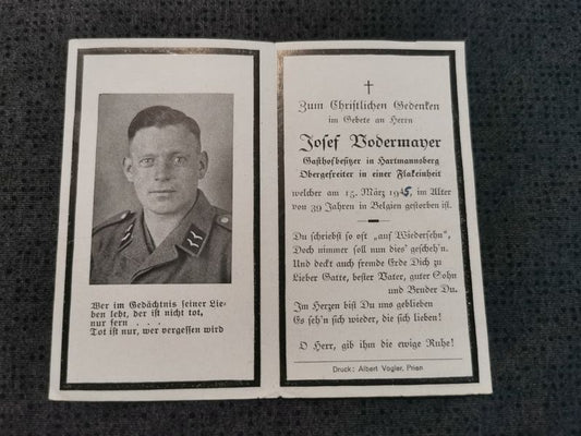 Sterbebild Obergefreiter in Flak-Einheit Lommel Belgien