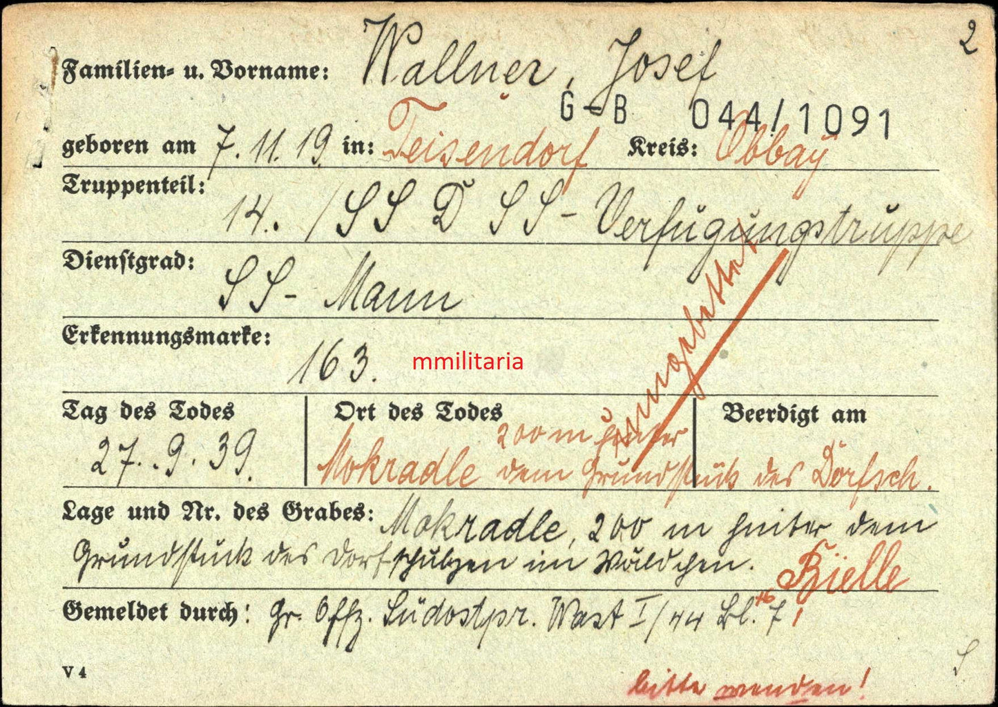 Sterbebild Brüder SS-Mann Standarte "Deutschland" 1939 Polen Unteroffizier 5. Gren. Regt. 1120 Ecuelle Reillon Frankreich