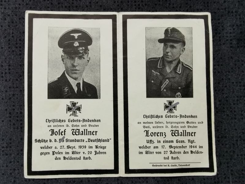 Sterbebild Brüder SS-Mann Standarte "Deutschland" 1939 Polen Unteroffizier 5. Gren. Regt. 1120 Ecuelle Reillon Frankreich