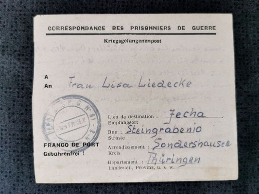 Feldpost Kriegsgefangenenpost Prisonniers Lager 61 Langres Frankreich Thüringen