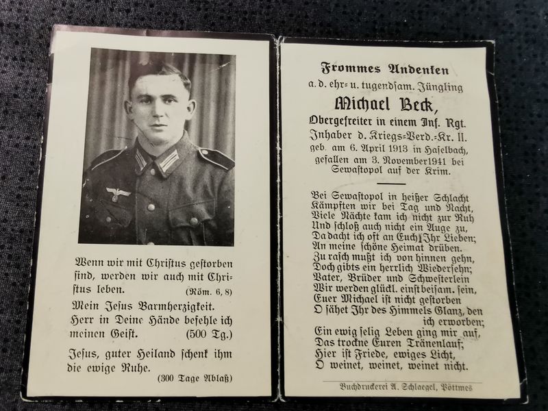 Sterbebild Obergefreiter 5. Komp. Inf. Regt. 437 KvK Sewastopol Krim Ukraine