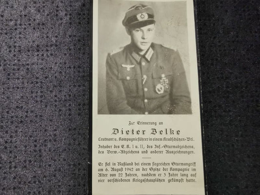 Sterbebild Leutnant & Kompanieführer 1/Kradschützen Btl. 36 EK I & II Sturmangriff Rshew Russland - www.mmilitaria.com