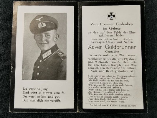 Sterbebild Grenadier 19 Jahre Woronesch Russland - www.mmilitaria.com
