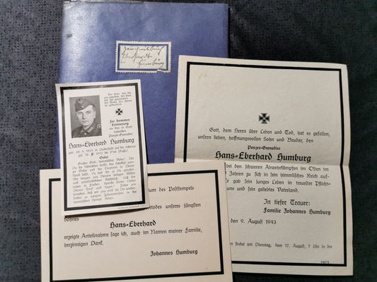 Sterbebild + Trauerkarte + Zeugnis Panzer Grenadier 1. Komp. Panz. Gren. Regt. 101 Bolchow Orel Russland - www.mmilitaria.com