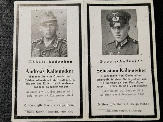 Sterbebild Brüder Oberstetten Feldwebel Gebirgs Pz.-Jäger Regt und Obergefreiter Fahrkolonne Vukovar Kroatien