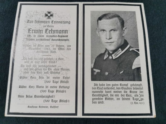 Sterbebild Unteroffizier Rotthoff 4. Komp. Gren. Regt. 246 Krymno Osten