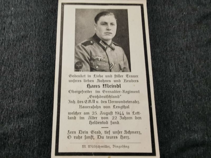 Sterbebild Obergefreiter Grenadier Regt. "Großdeutschland" GD EK II Lettland