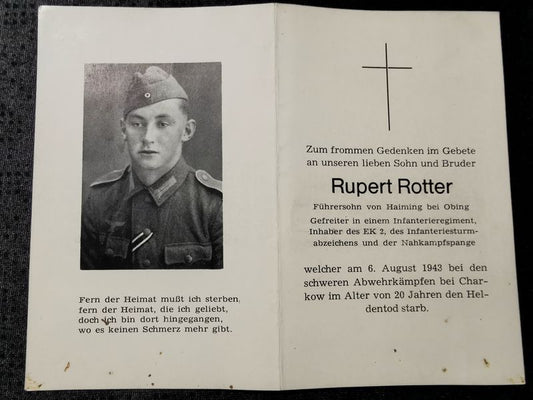 Sterbebild Gefreiter Infanterie Regt. Nahkampfspange schwere Abwehrkämpfe Charkow Ukraine - www.mmilitaria.com