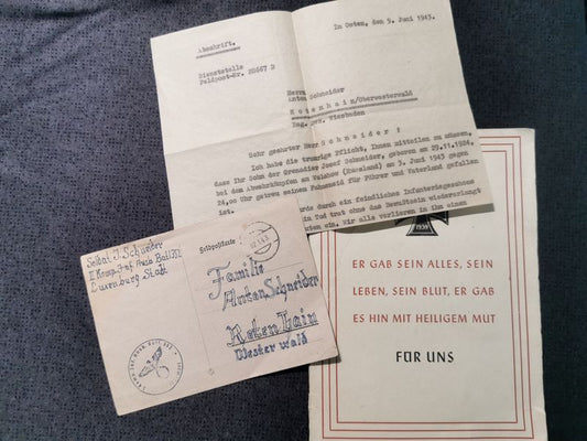 Konvolut Widmung Grenadier 7. Komp. Gren. Regt. 284 Trauerbrief Andacht Feldpost Luxemburg Mjagry Ungarn - www.mmilitaria.com