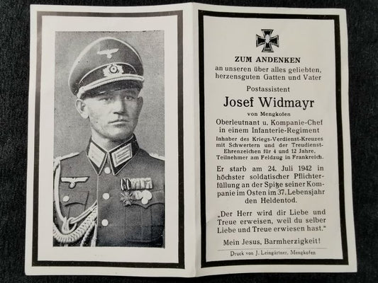 Sterbebild Oberleutnant Kompaniechef 11. Komp. Inf. Regt. 542 Treudienst Ehrenabzeichen Treschewka Russland - www.mmilitaria.com